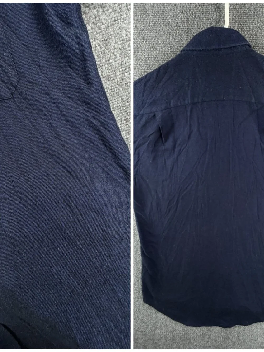 Lanvin Collection Dark Blue Flannel Soft Button Up Shirt Long Sleeve Size 100